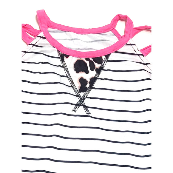 Leopard striped women's size large top blouse cold shoulder - Picture 2 of 4